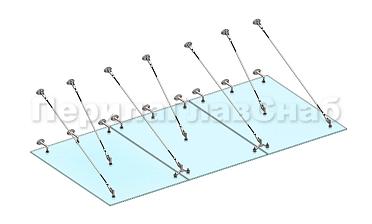 Комплект фурнитуры для козырька 1800х3700 (на вантах/тягах) k671-18-37 купить в Новосибирске