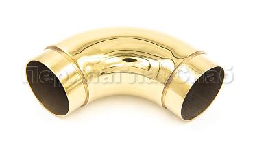 Отвод поручня под Ø50.8х102х1.45 мм, 90°, полированный 600 Grit, с двумя установочными кольцами, золото k052-88 купить в Новосибирске